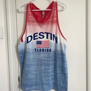 U.S. Apparel Mens Red, White and Blue Destin Florida Tank Top